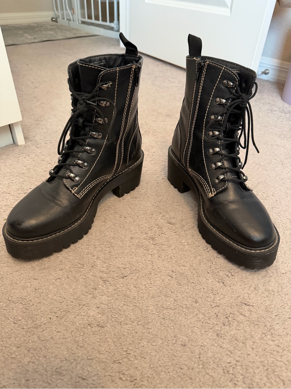 Black Lace-Up Combat Boots